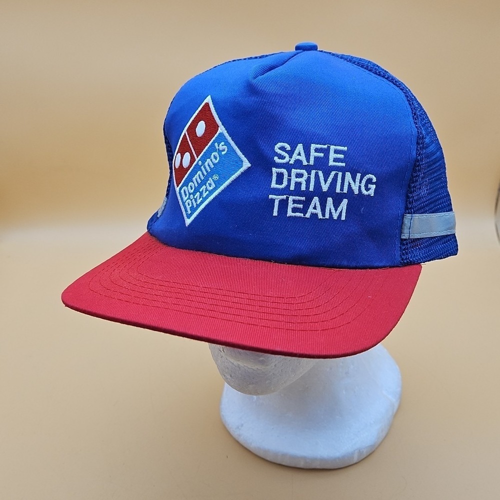 Vintage Domino's Pizza Safe Driving Team Mesh Trucker Snapback Hat Cap